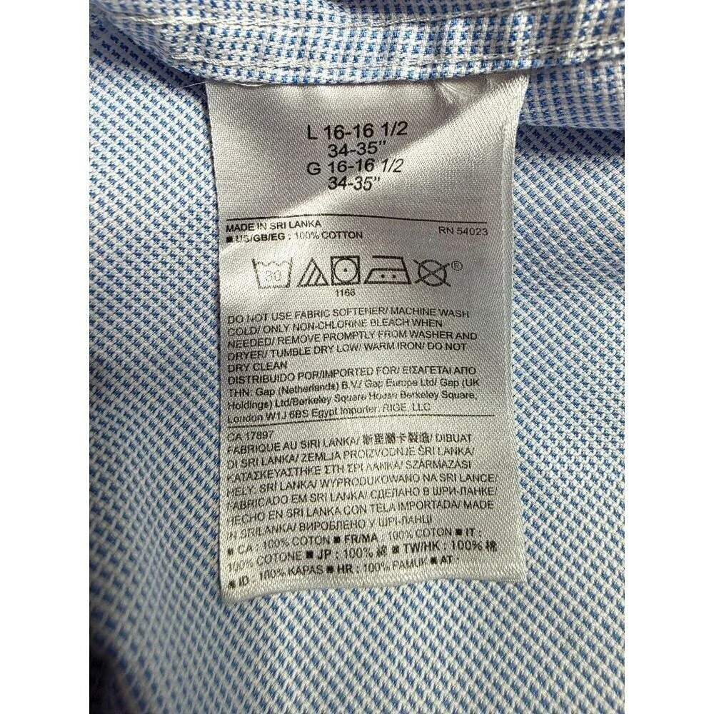 Banana Republic Shirt Mens‎ Large L Blue Plaid Button Down Long Sleeve Non Iron